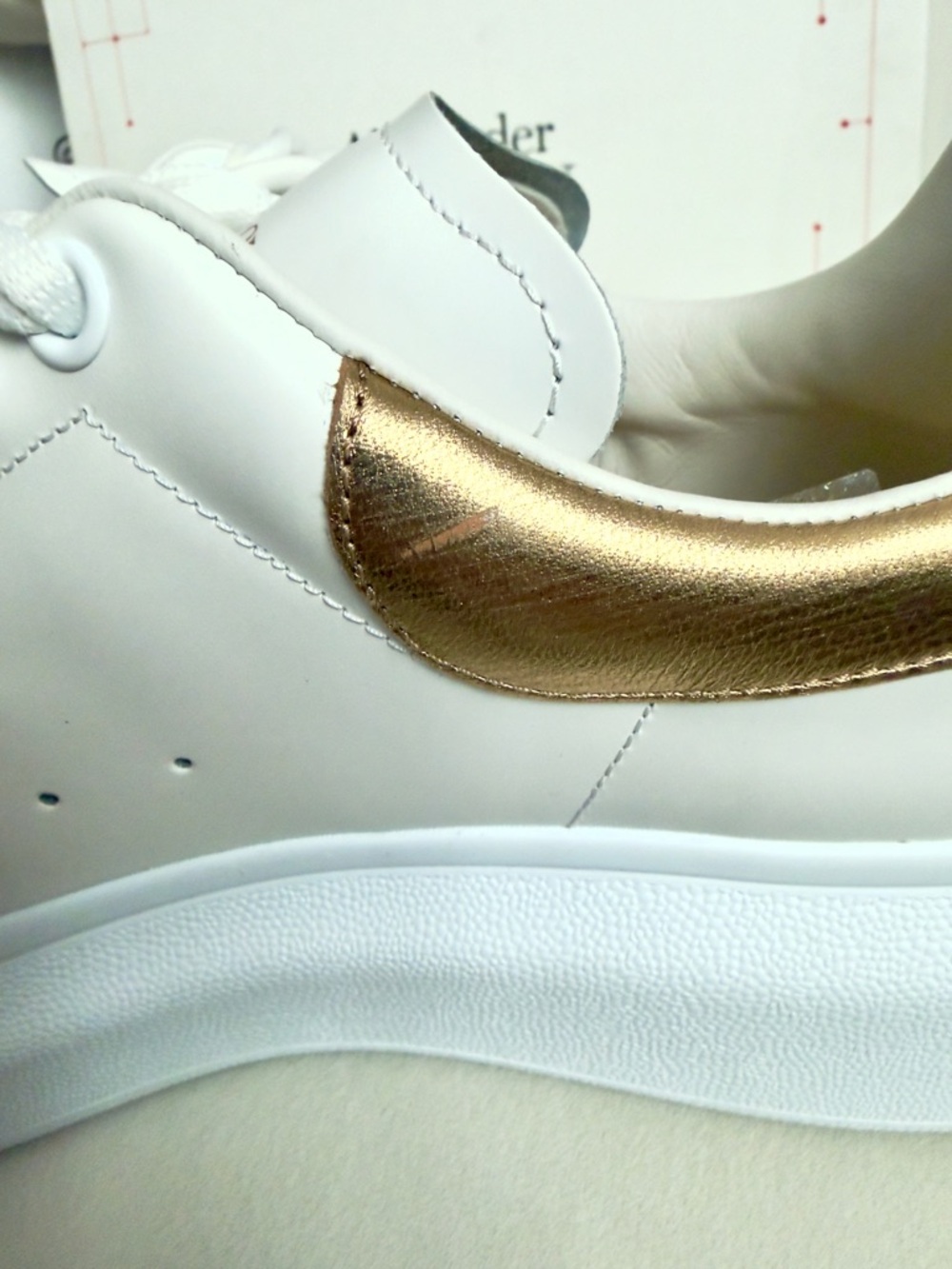Alexander McQueen Oversized Larry Sneaker White Gold Men’s Leather 41 8 in Box - Picture 13 of 16